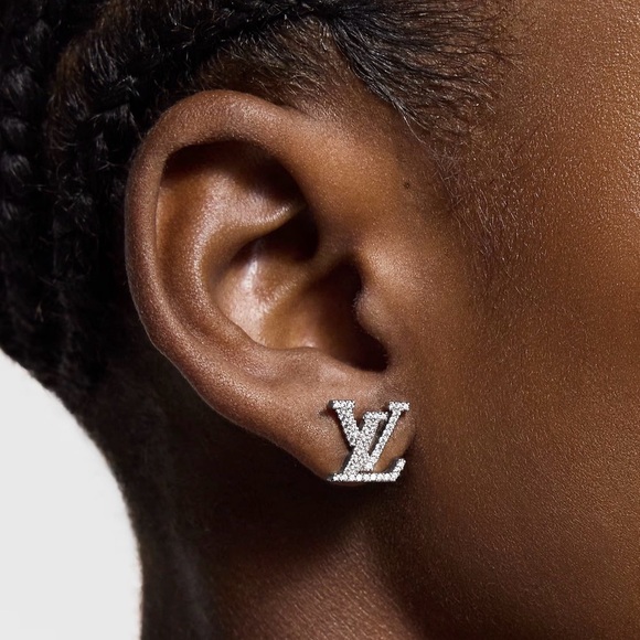 BNWOT Authentic Louis Vuitton LV Iconic Strass Stud Earrings Palladium Silver - Picture 5 of 12